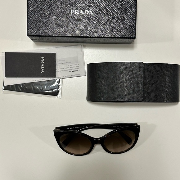 Prada women’s cateye sunglasses in brown/tortoiseshell model# 2au-6s1 140 3n - Picture 2 of 4